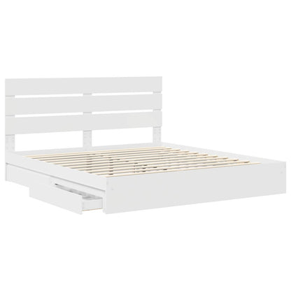 Letto con Contenitore Bianco 200 x 200 cm Legno multistrato