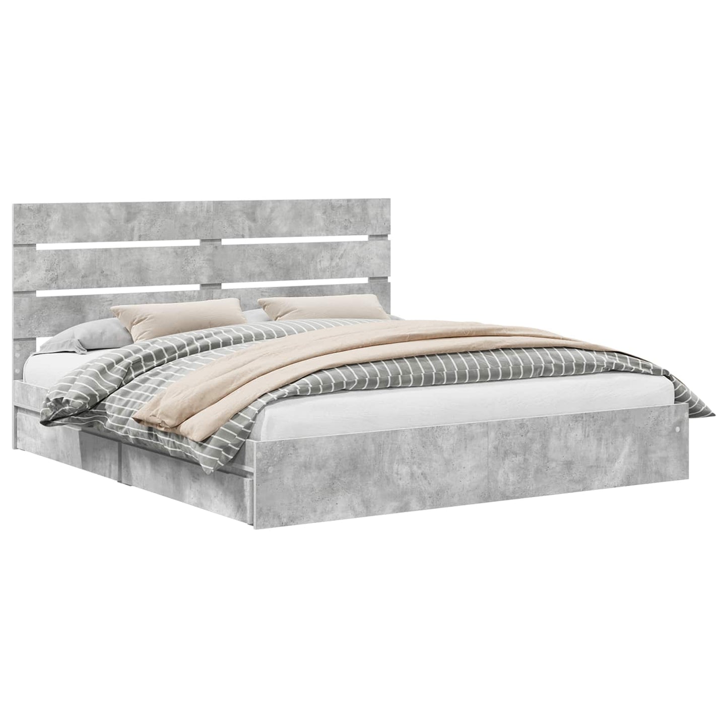 Letto con Contenitore con testiera Grigio cemento 200 x 200 cm