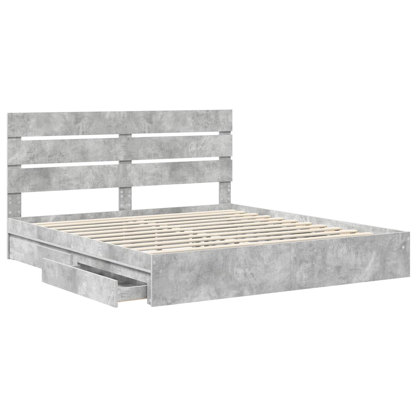 Letto con Contenitore con testiera Grigio cemento 200 x 200 cm