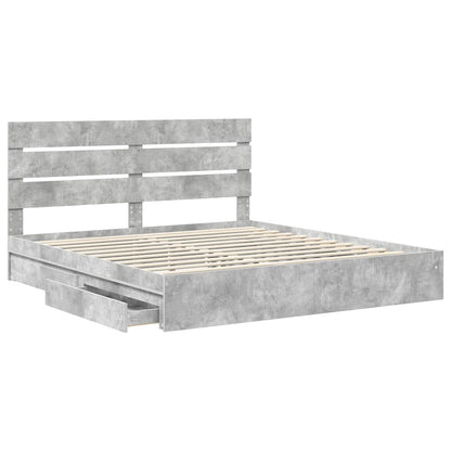 Letto con Contenitore con testiera Grigio cemento 200 x 200 cm