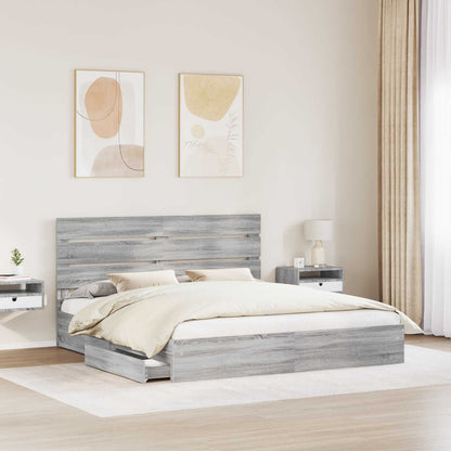 Letto con Contenitore con testiera Grigio Sonoma 200 x 200 cm
