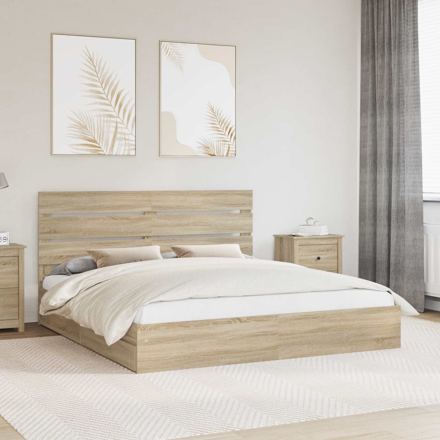 Letto con Contenitore con testiera Rovere Sonoma 180 x 200 cm