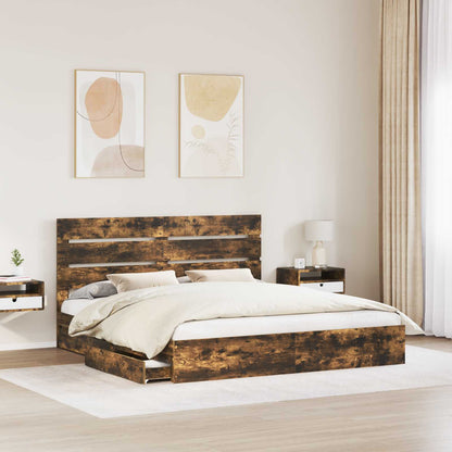 Letto con Contenitore con testiera Rovere fumÃ© 180 x 200 cm