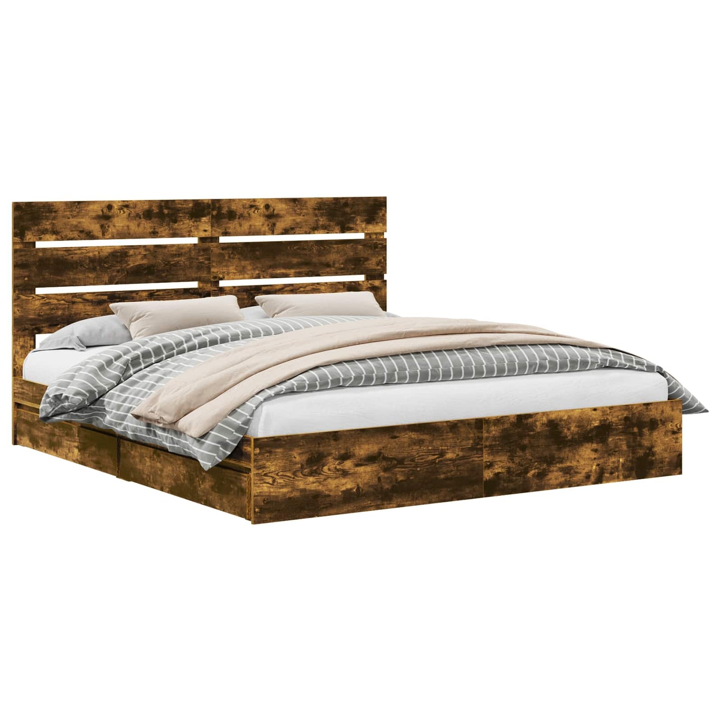 Letto con Contenitore con testiera Rovere fumÃ© 180 x 200 cm