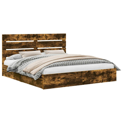 Letto con Contenitore con testiera Rovere fumÃ© 180 x 200 cm