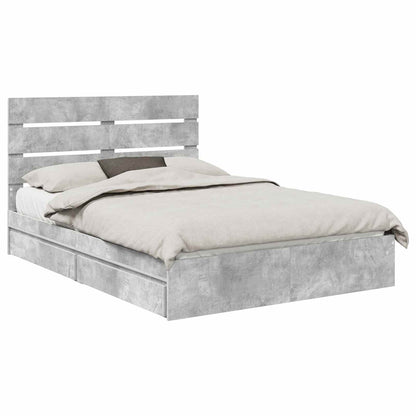 Letto con Contenitore con testiera Grigio cemento 150 x 200 cm