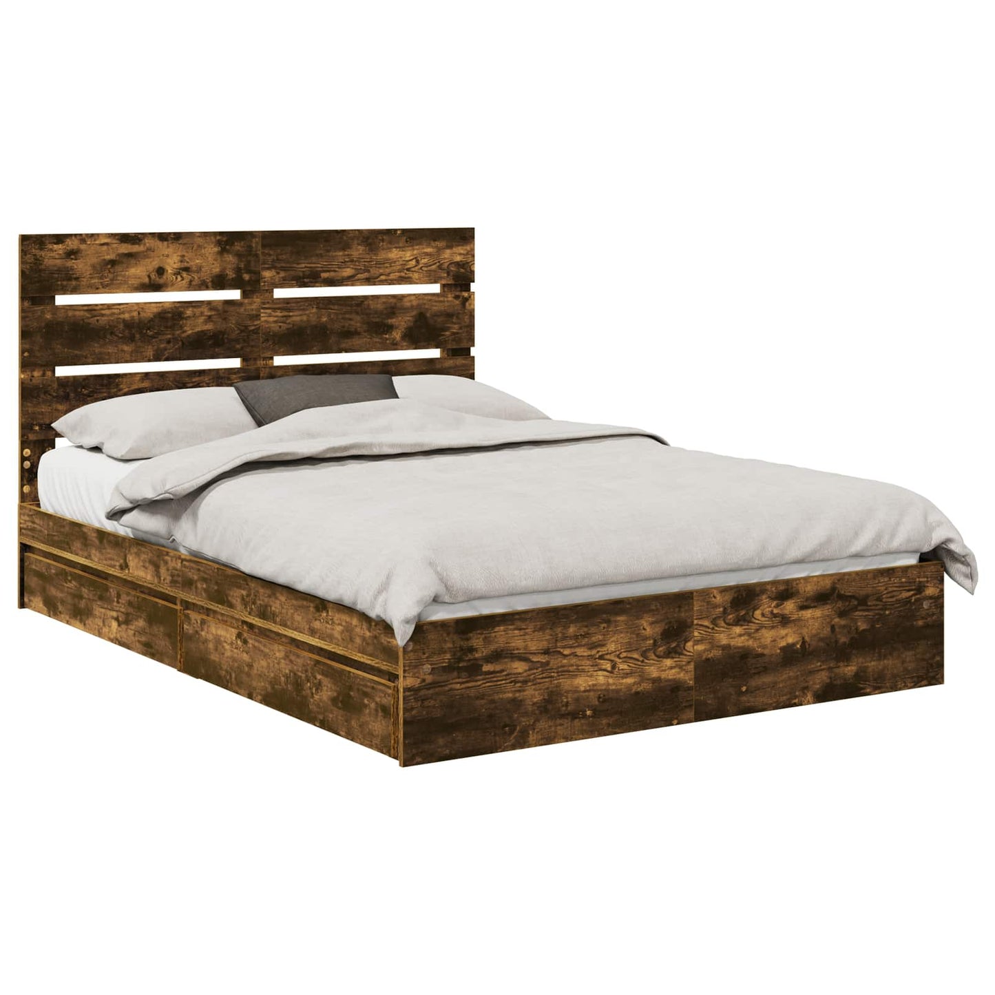 Letto con Contenitore con testiera Rovere fumÃ© 150 x 200 cm