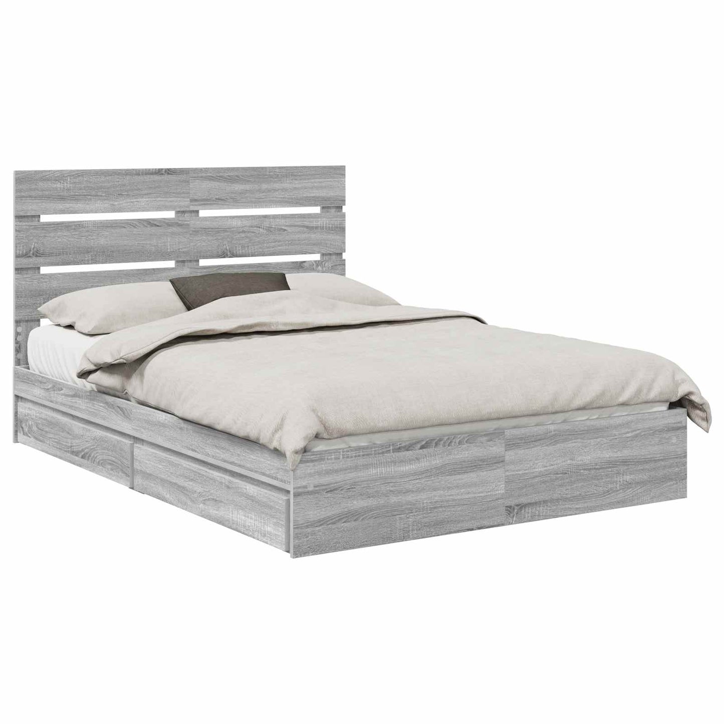 Letto con Contenitore con testiera Grigio Sonoma 140 x 200 cm