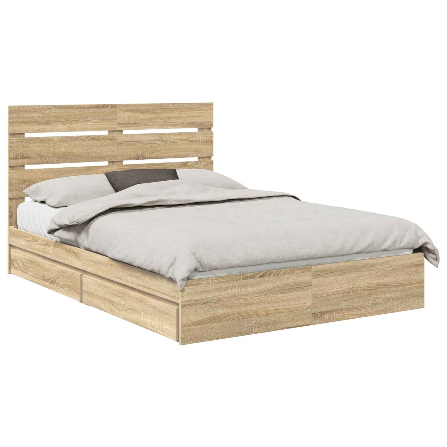 Letto con Contenitore con testiera Rovere Sonoma 140 x 190 cm