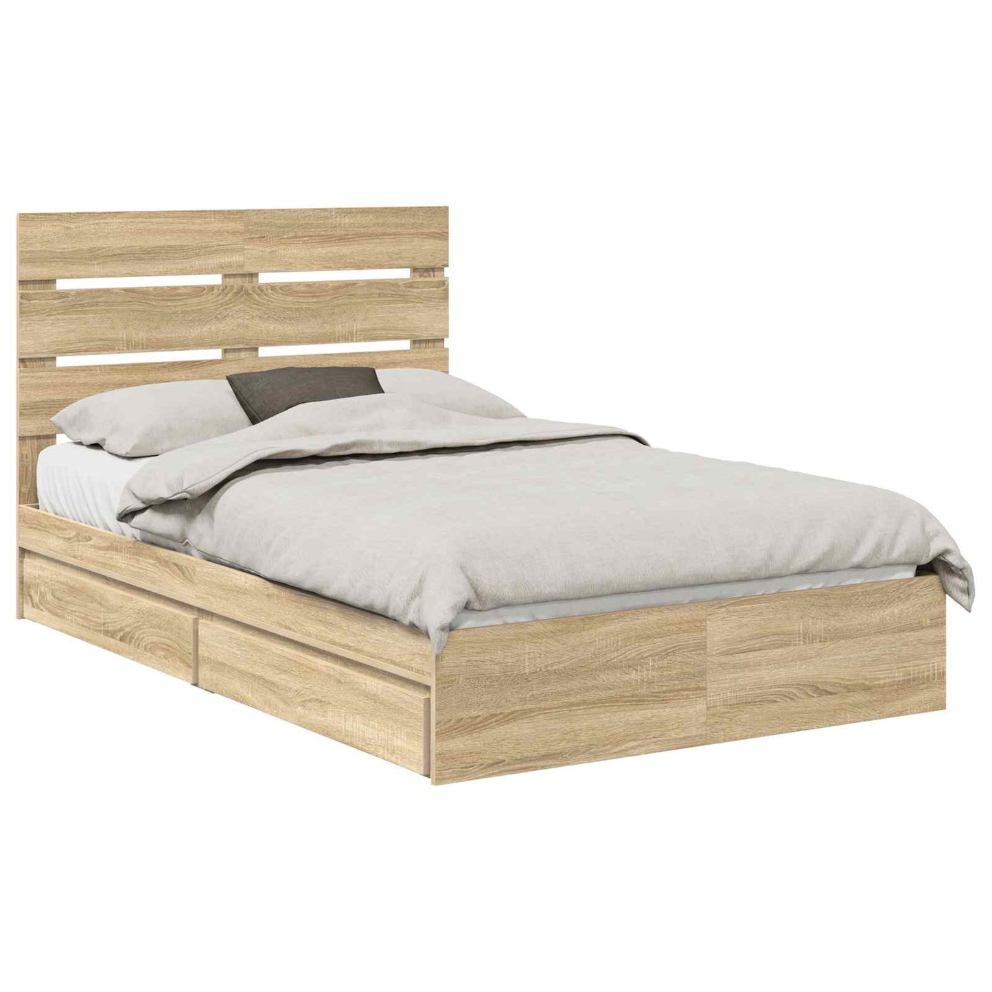 Letto con Contenitore con testiera Rovere Sonoma 135 x 190 cm