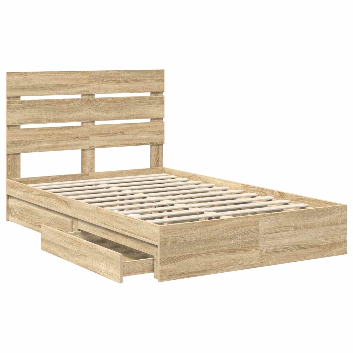 Letto con Contenitore con testiera Rovere Sonoma 135 x 190 cm
