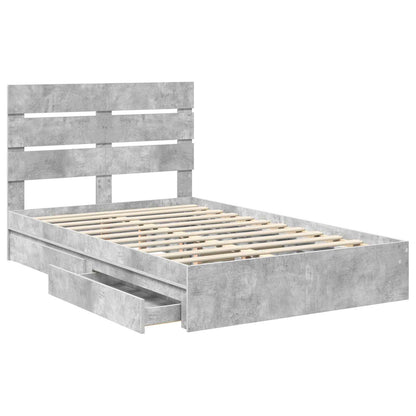 Letto con Contenitore con testiera Grigio cemento 135 x 190 cm