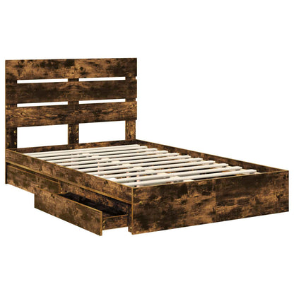 Letto con Contenitore con testiera Rovere fumÃ© 135 x 190 cm