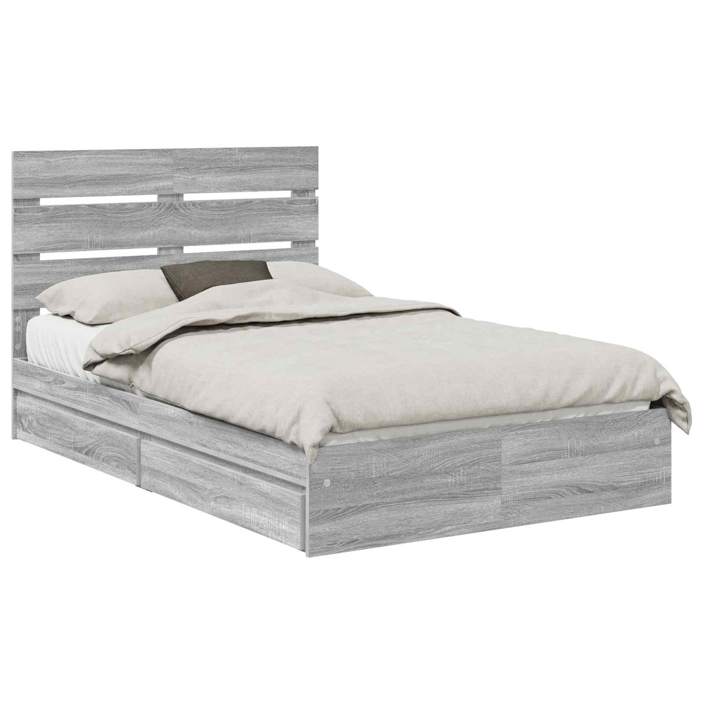 Letto con Contenitore con testiera Grigio Sonoma 135 x 190 cm