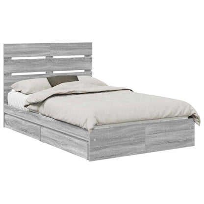 Letto con Contenitore con testiera Grigio Sonoma 135 x 190 cm
