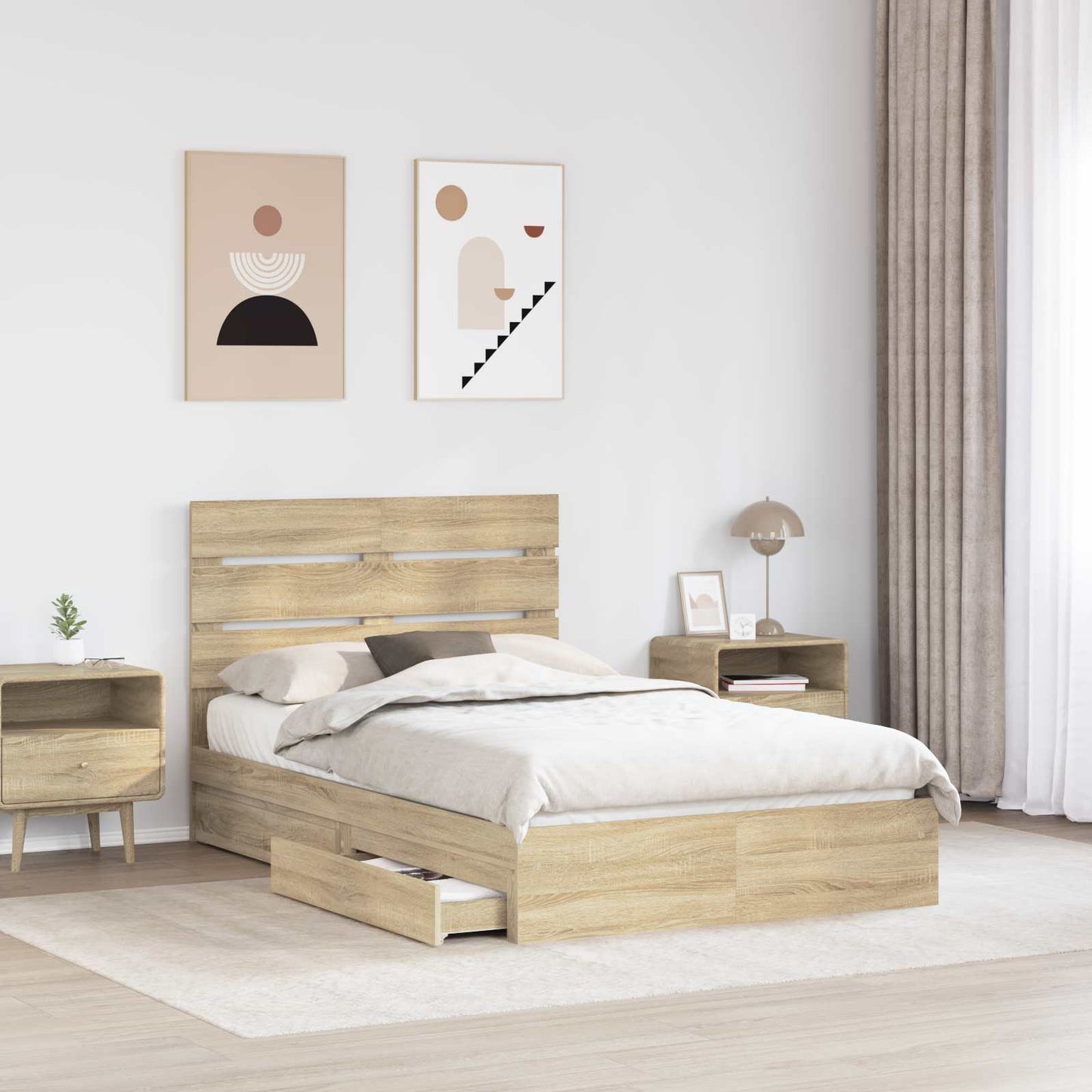 Letto con Contenitore con testiera Rovere Sonoma 120 x 200 cm