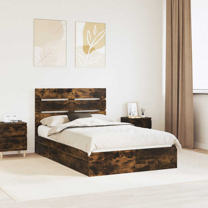 Letto con Contenitore con testiera Rovere fumÃ© 120 x 190 cm