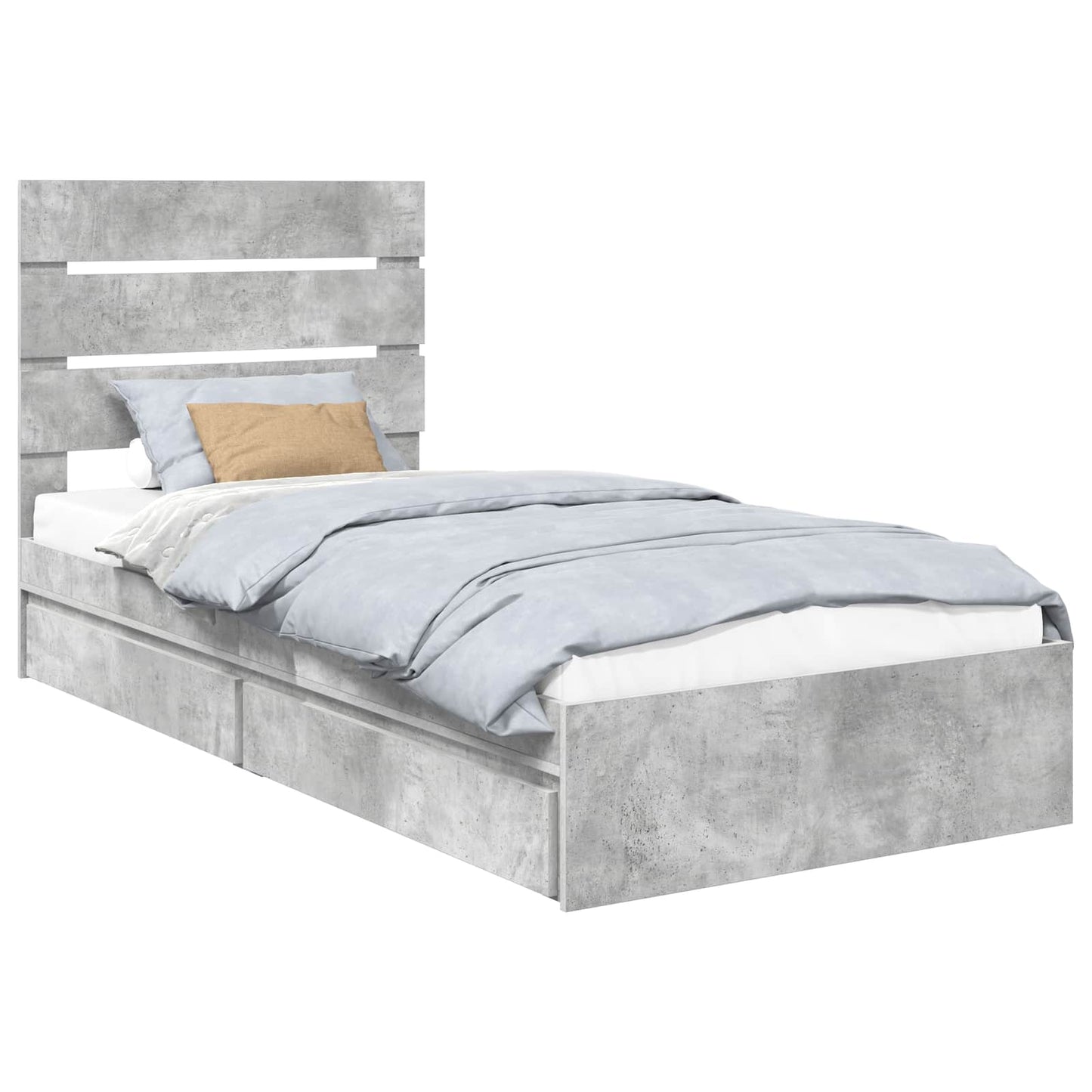 Letto con Contenitore con testiera Grigio cemento 100 x 200 cm