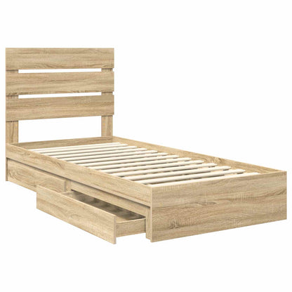 Letto con Contenitore con testiera Rovere Sonoma 90 x 200 cm