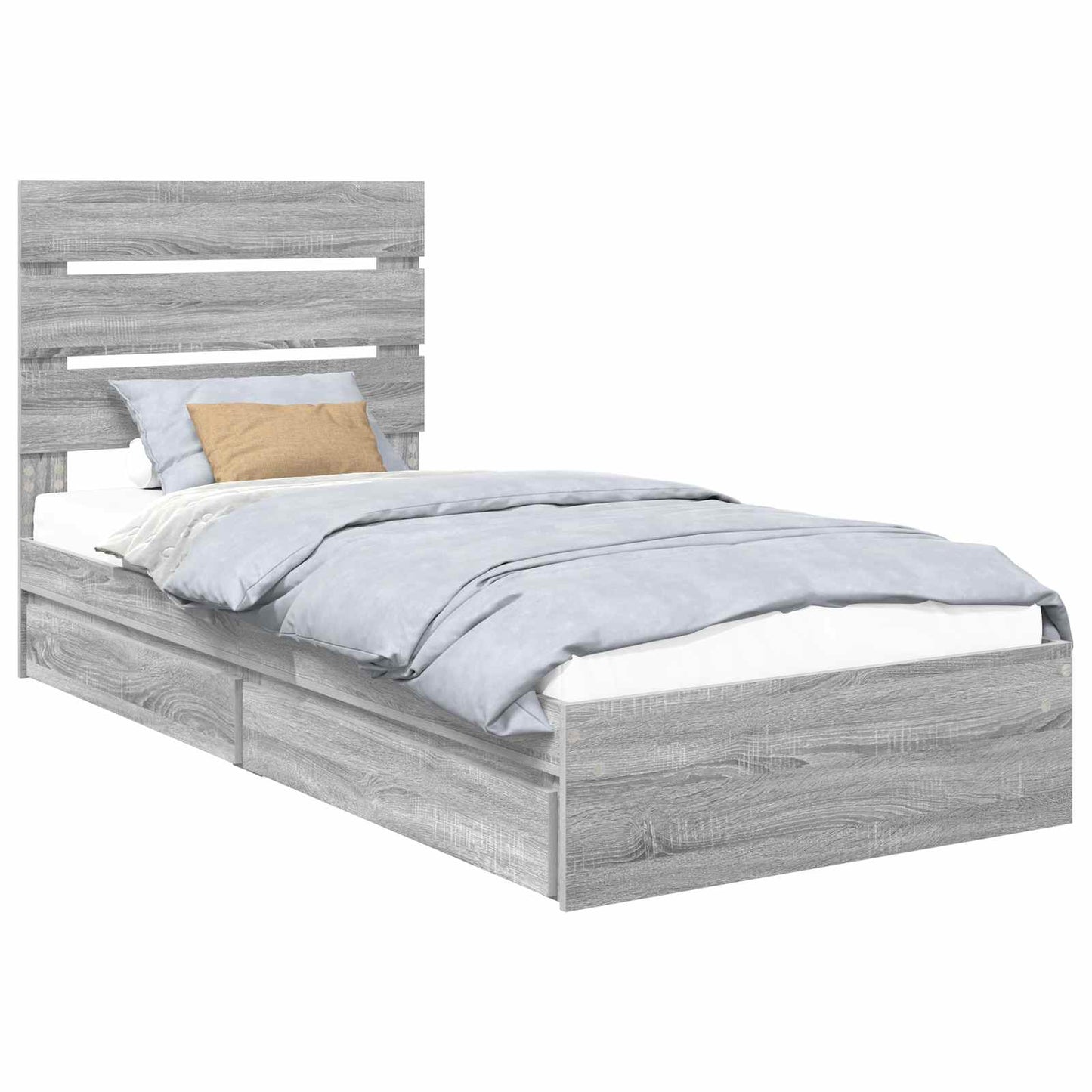 Letto con Contenitore con testiera Grigio Sonoma 90 x 200 cm