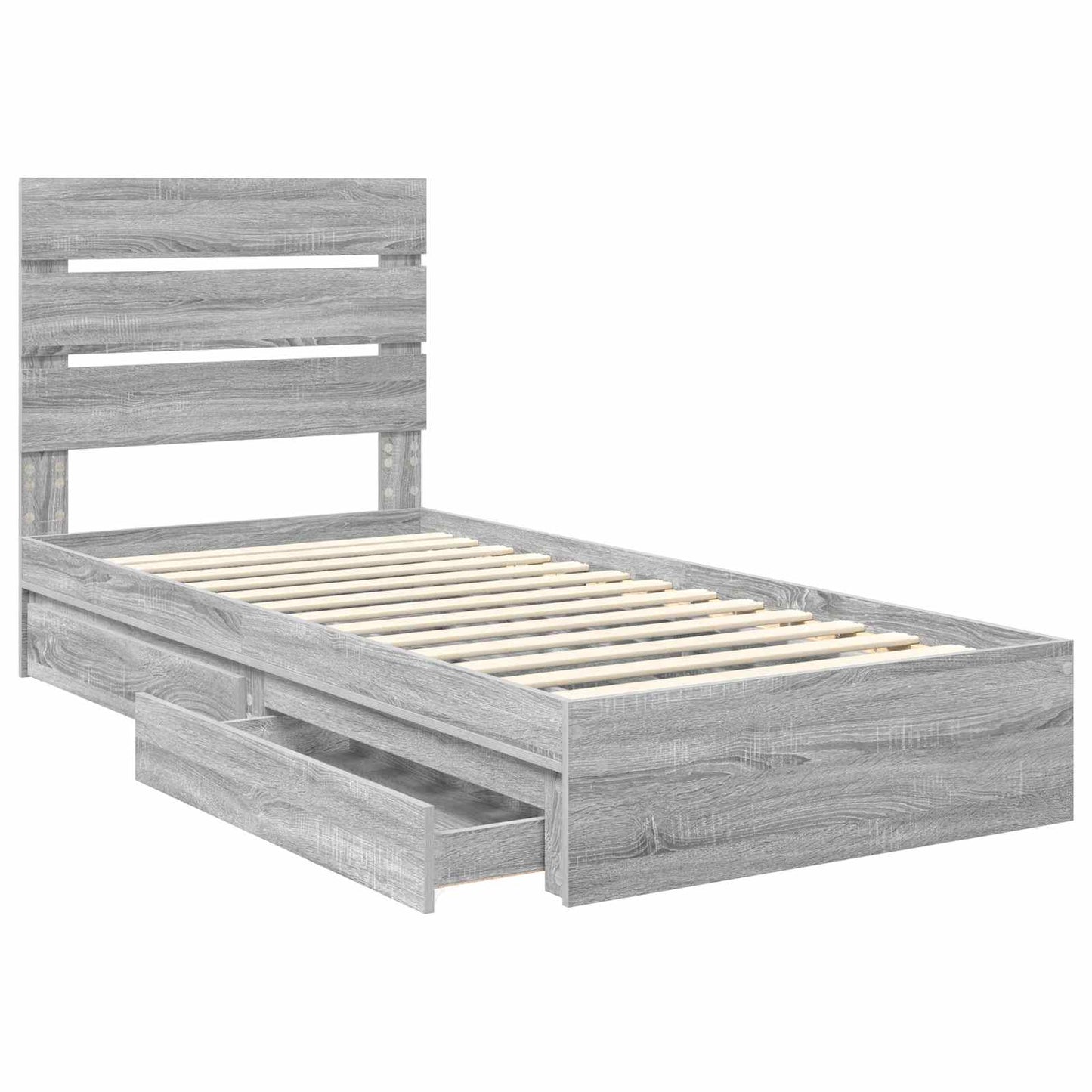 Letto con Contenitore con testiera Grigio Sonoma 90 x 200 cm
