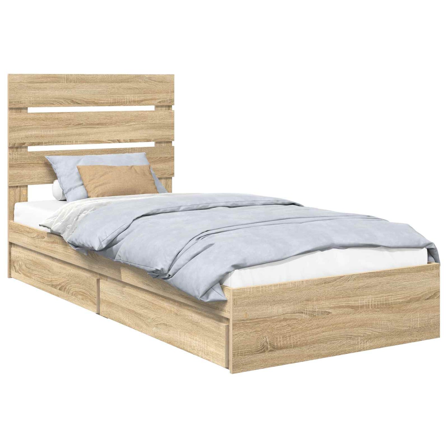 Letto con Contenitore con testiera Rovere Sonoma 90 x 190 cm