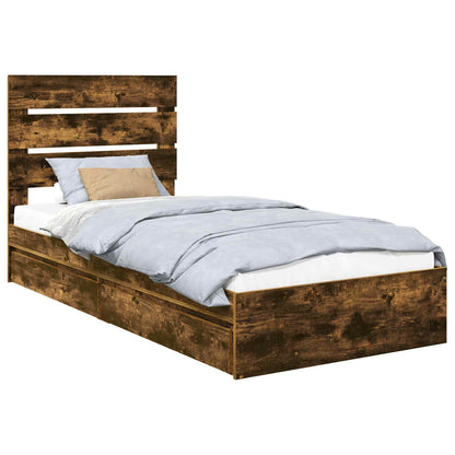 Letto con Contenitore Rovere fumÃ© 90 x 190 cm Legno multistrato