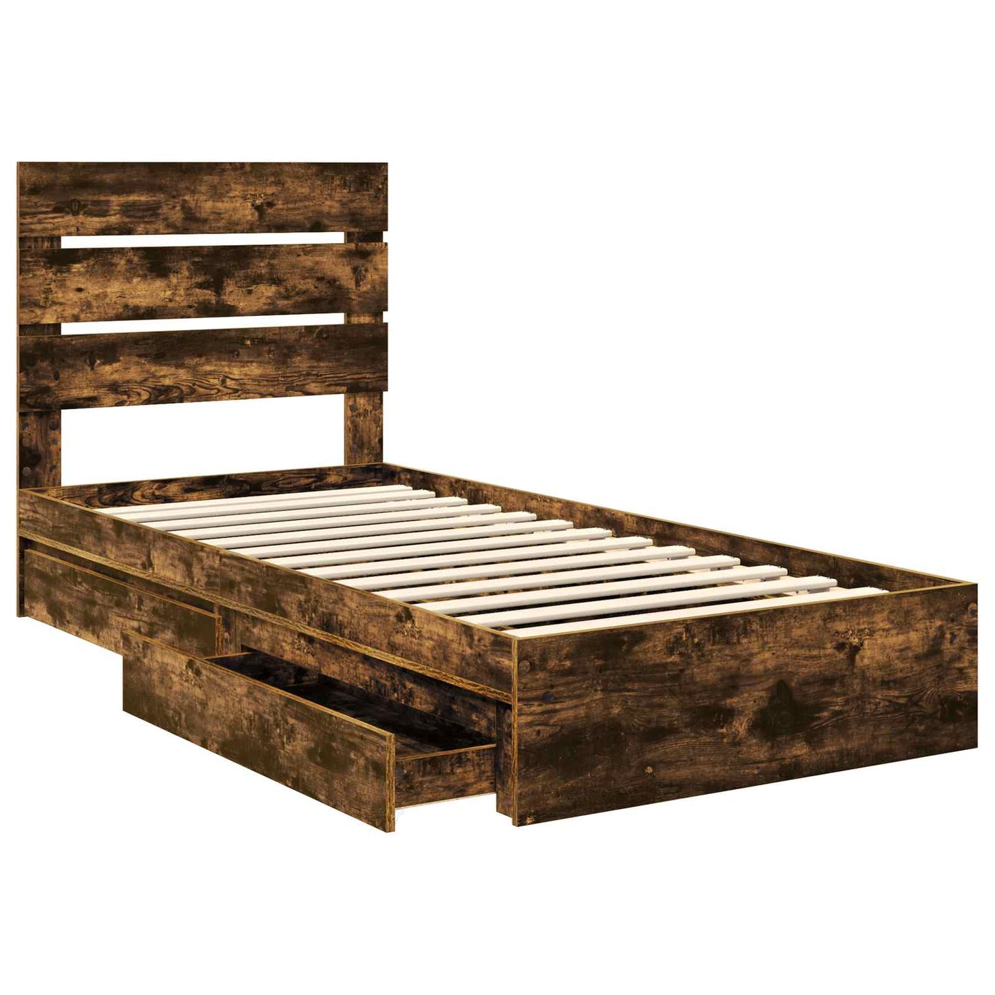 Letto con Contenitore Rovere fumÃ© 90 x 190 cm Legno multistrato