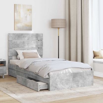 Letto con Contenitore con testiera Grigio cemento 70 x 190 cm