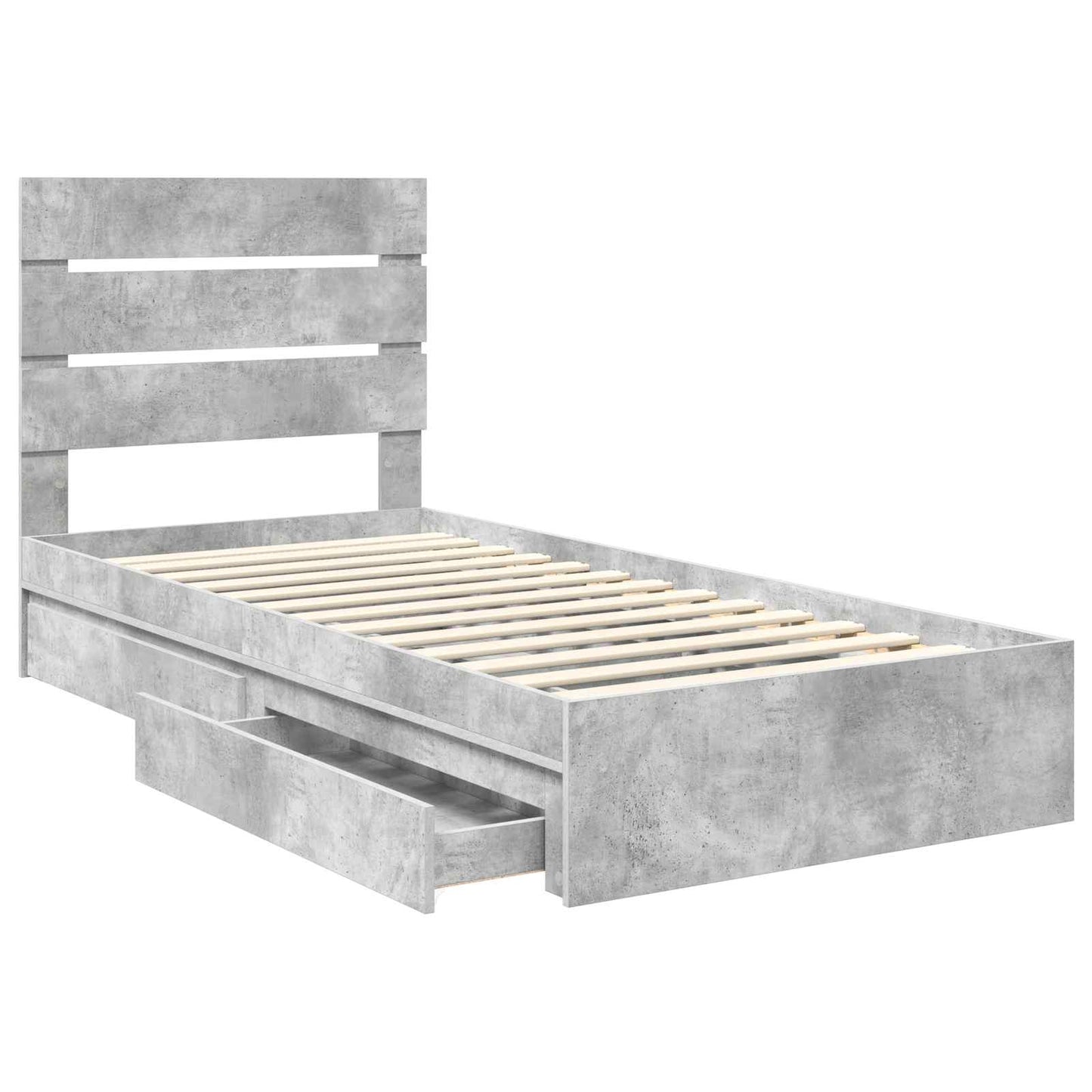Letto con Contenitore con testiera Grigio cemento 70 x 190 cm