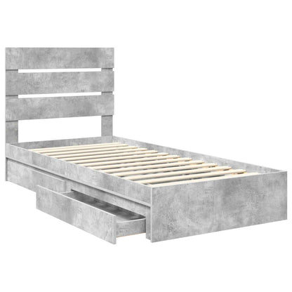 Letto con Contenitore con testiera Grigio cemento 70 x 190 cm
