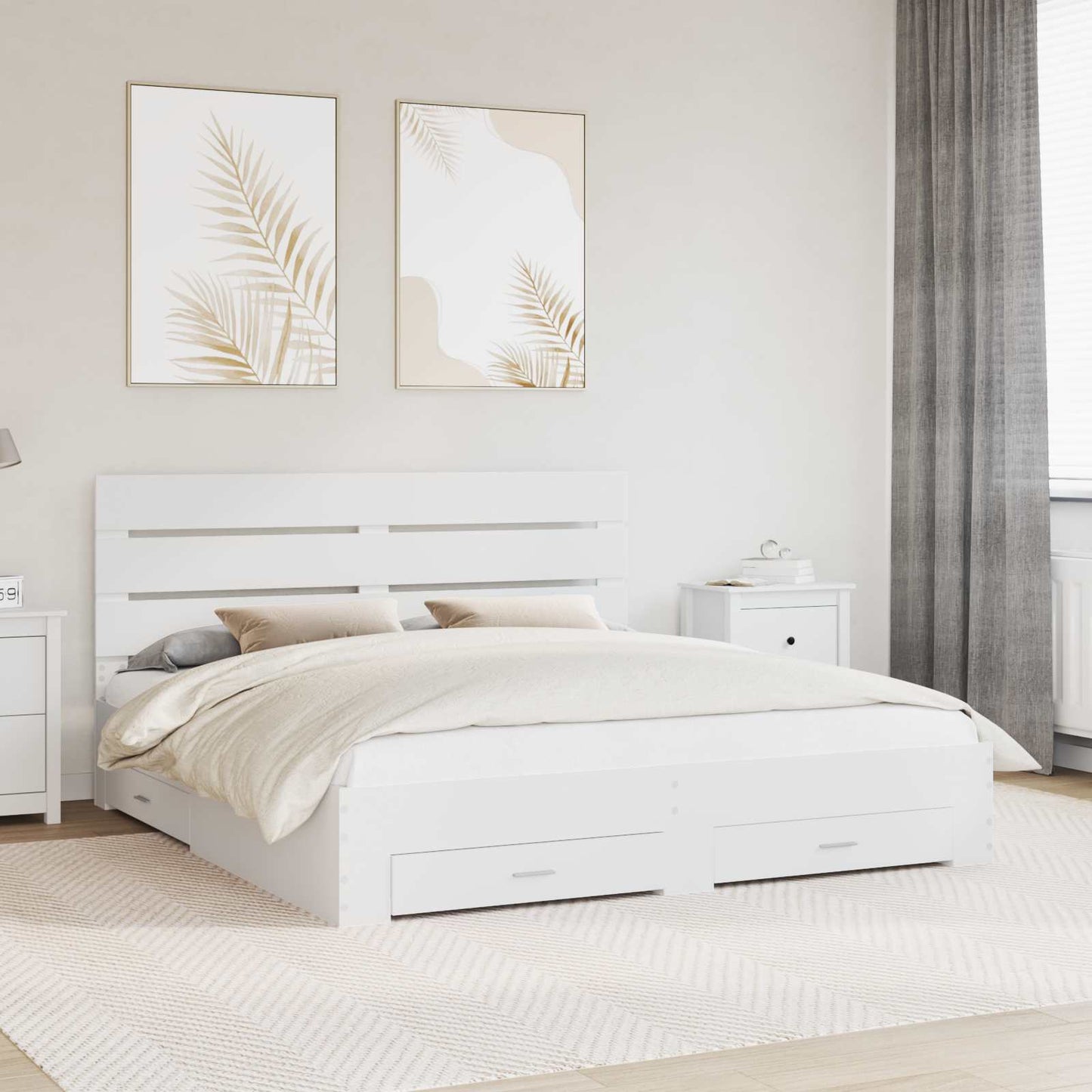 Struttura del letto Bianco 200 x 200 cm Legno multistrato
