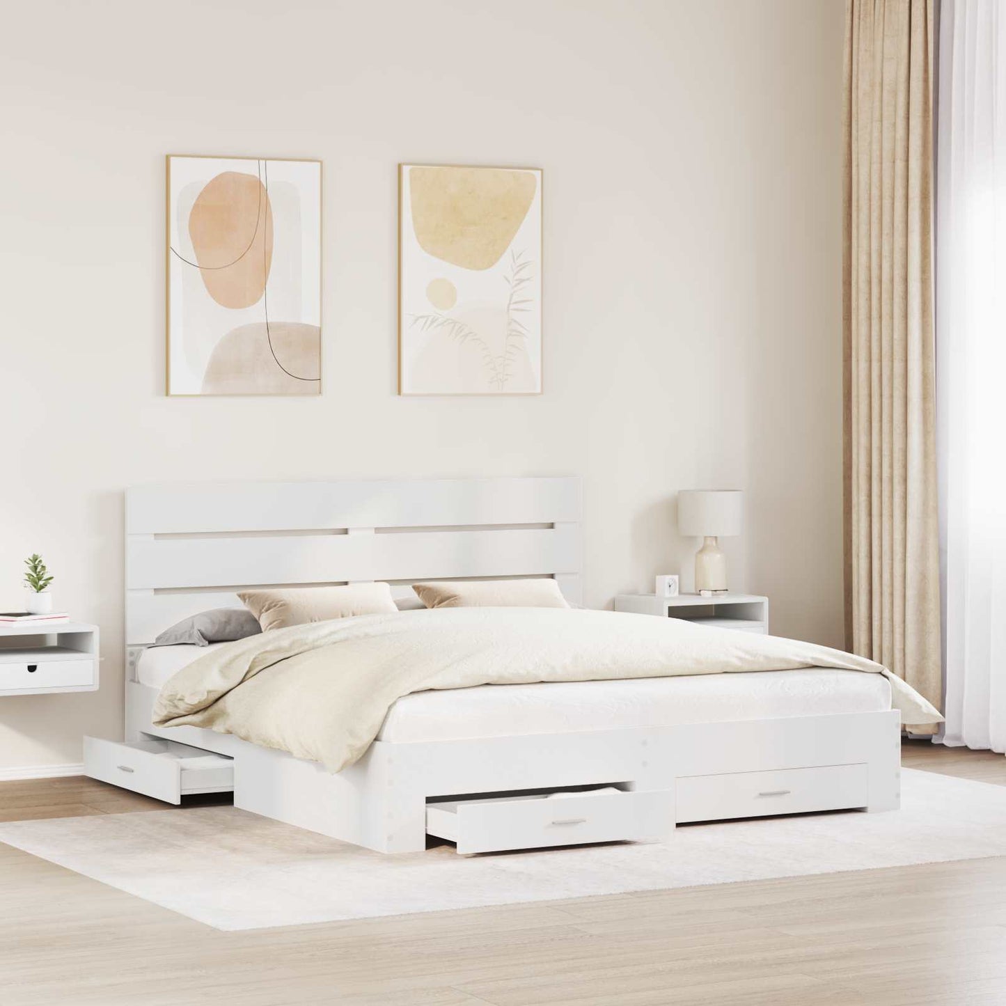 Struttura del letto Bianco 200 x 200 cm Legno multistrato