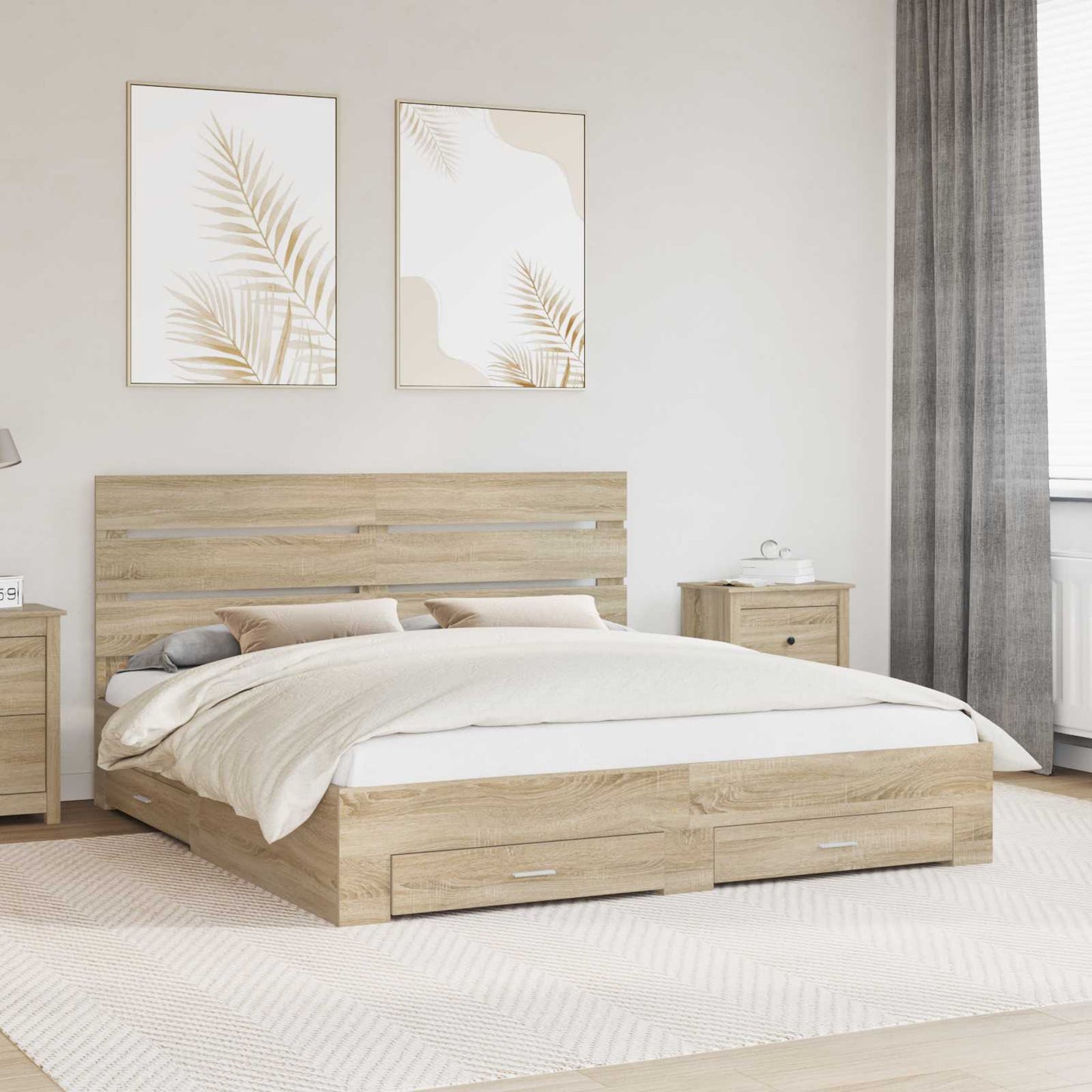 Struttura del letto con cassetto Rovere Sonoma 200 x 200 cm