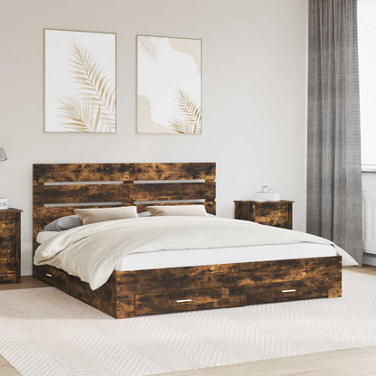 Struttura del letto Rovere fumÃ© 200 x 200 cm Legno multistrato