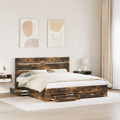 Struttura del letto Rovere fumÃ© 200 x 200 cm Legno multistrato