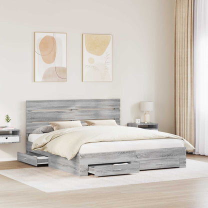 Struttura del letto con cassetto Grigio Sonoma 200 x 200 cm