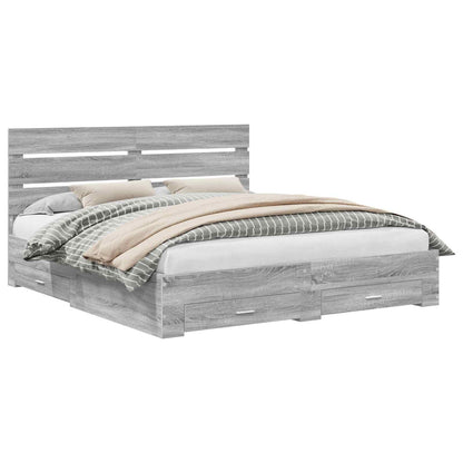 Struttura del letto con cassetto Grigio Sonoma 200 x 200 cm