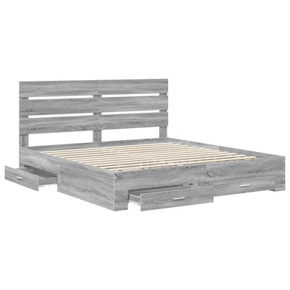 Struttura del letto con cassetto Grigio Sonoma 200 x 200 cm