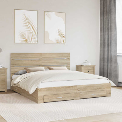 Struttura del letto con cassetto Rovere Sonoma 180 x 200 cm