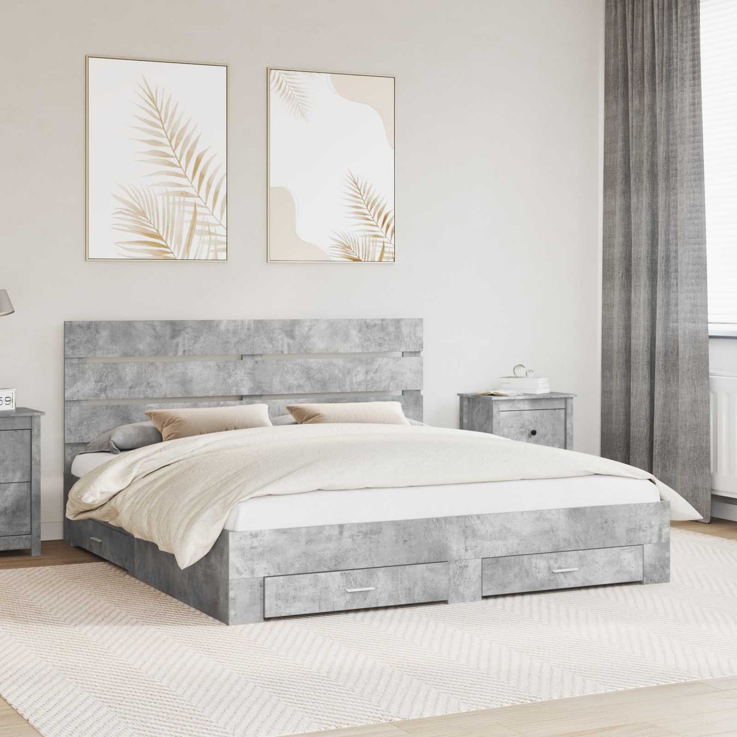 Struttura del letto con cassetto Grigio cemento 180 x 200 cm