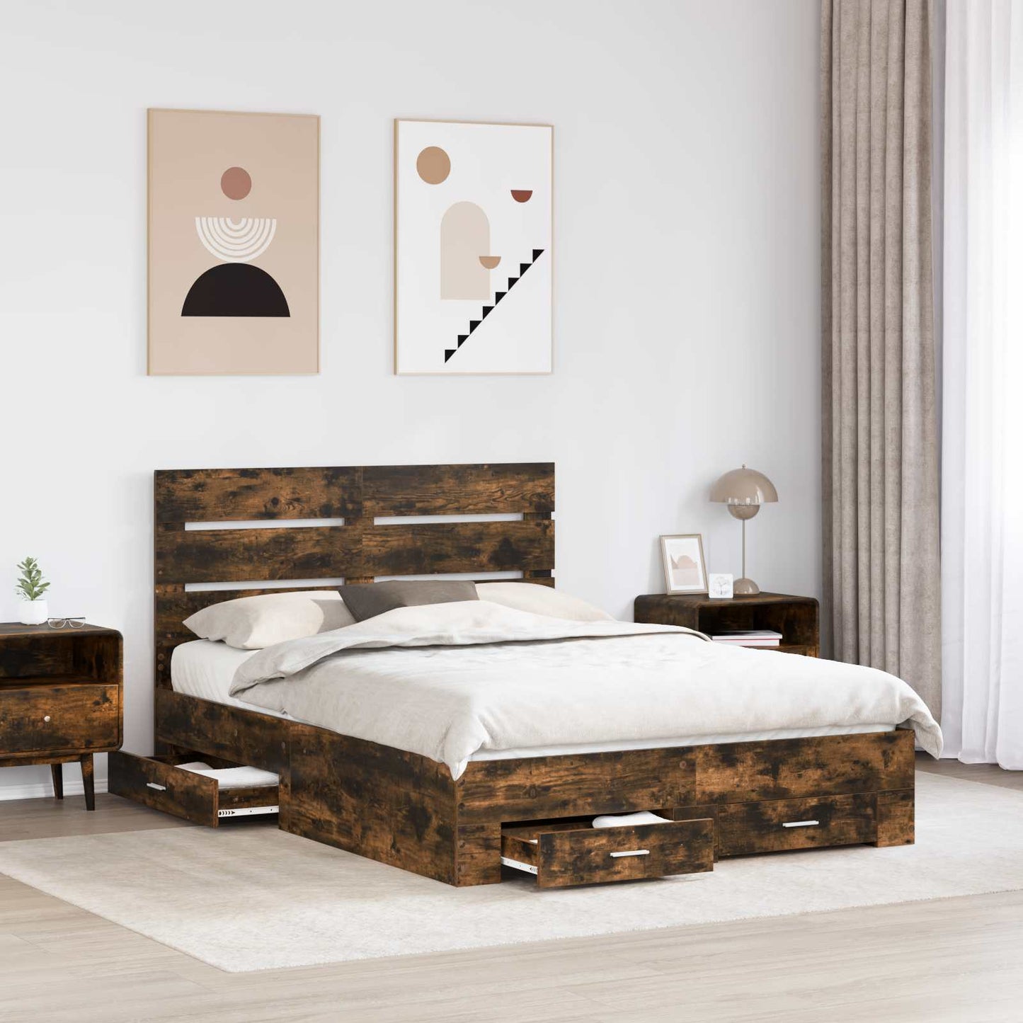 Struttura del letto Rovere fumÃ© 150 x 200 cm Legno multistrato