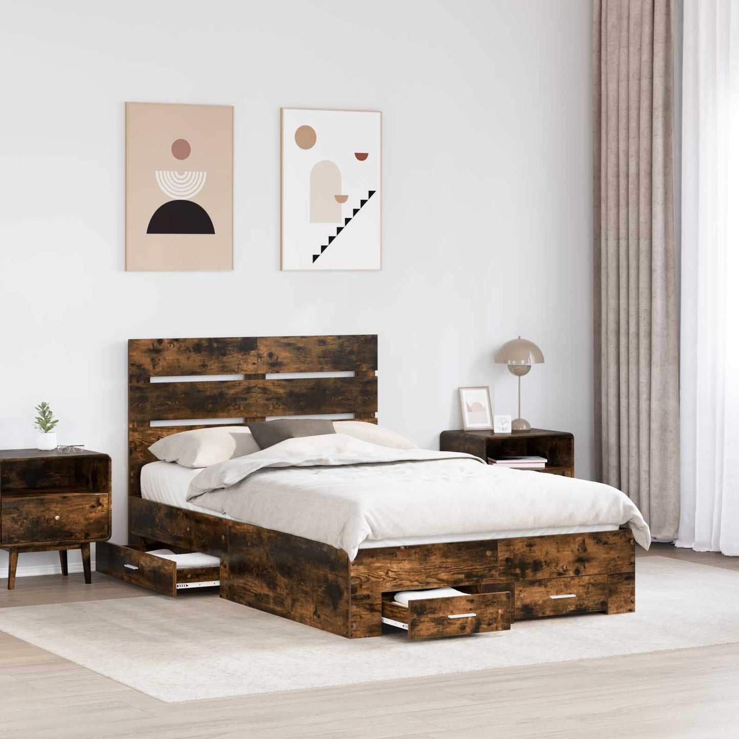 Struttura del letto Rovere fumÃ© 120 x 200 cm Legno multistrato