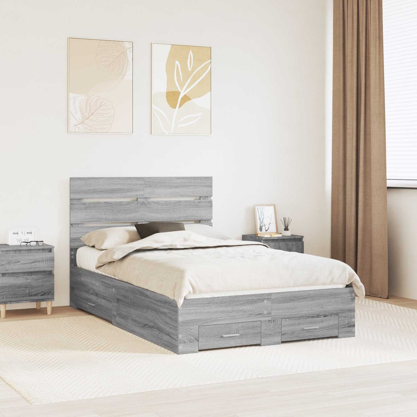Struttura del letto con cassetto Grigio Sonoma 120 x 200 cm
