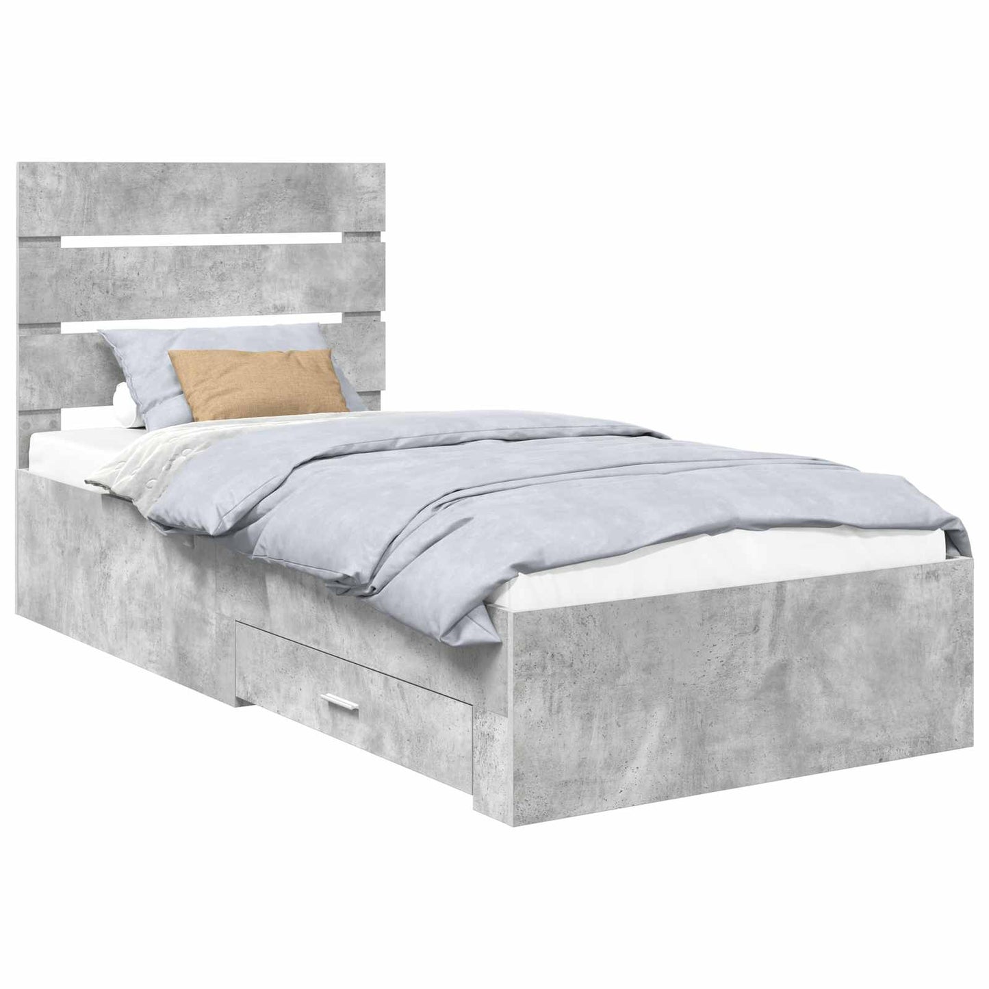 Struttura del letto con cassetto Grigio cemento 100 x 200 cm