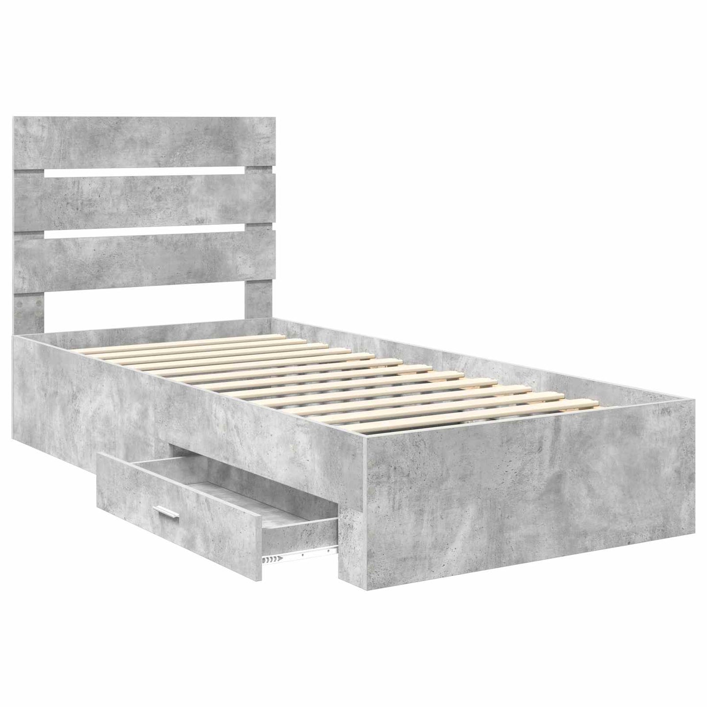 Struttura del letto con cassetto Grigio cemento 100 x 200 cm