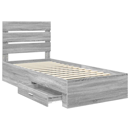 Struttura del letto con cassetto Grigio Sonoma 100 x 200 cm