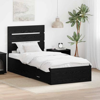 Struttura del letto Rovere Nero 90 x 190 cm Legno multistrato