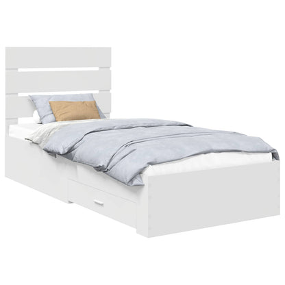 Struttura del letto con cassetto Bianco e Argento 75 x 190 cm