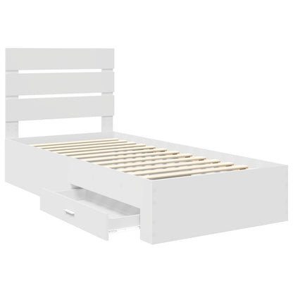 Struttura del letto con cassetto Bianco e Argento 75 x 190 cm